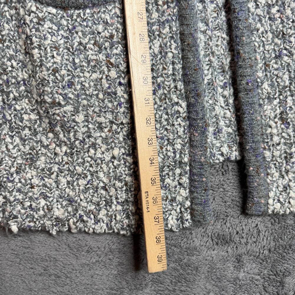 Vintage Knit Wool Blend Cardigan Le Chois Womens M/L Gray Chunky Knit Pockets - Picture 6 of 6